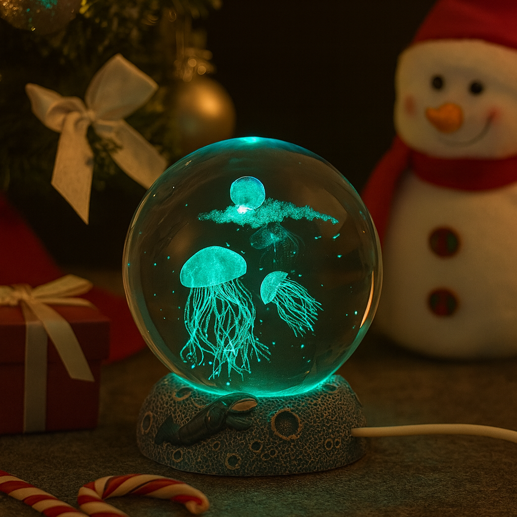 3D Jerryfish Crystal Night Lights, Glass Ball Light Christmas Gifts-0